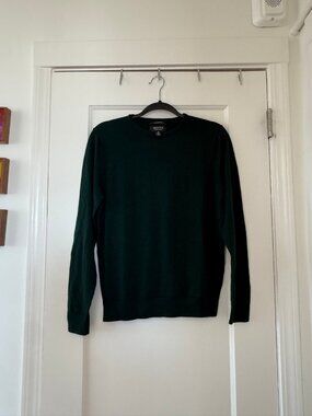 Nordstrom Men's Shop Dark Green 100% Italian Merino Wool Crewneck M